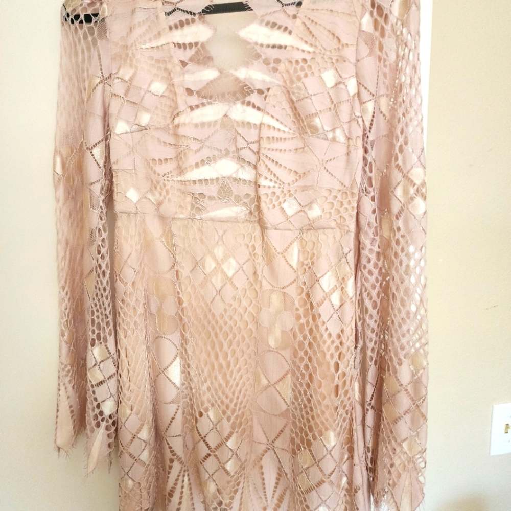 Lace long sleeve mini dress